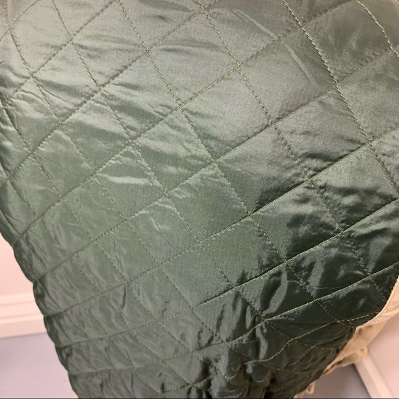 Vintage Hudson Bay Vest linen blend Quilted Tan Green Sz S/M Fishing Hiking - Picture 11 of 14